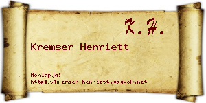 Kremser Henriett névjegykártya